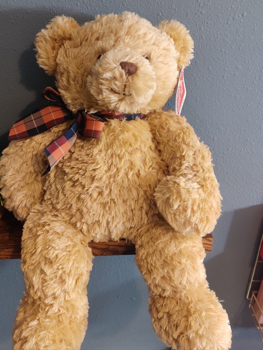 Nwt GUND Plaid Teddy Bear Plush Brown Plaid Bow orange gingham fall autumn